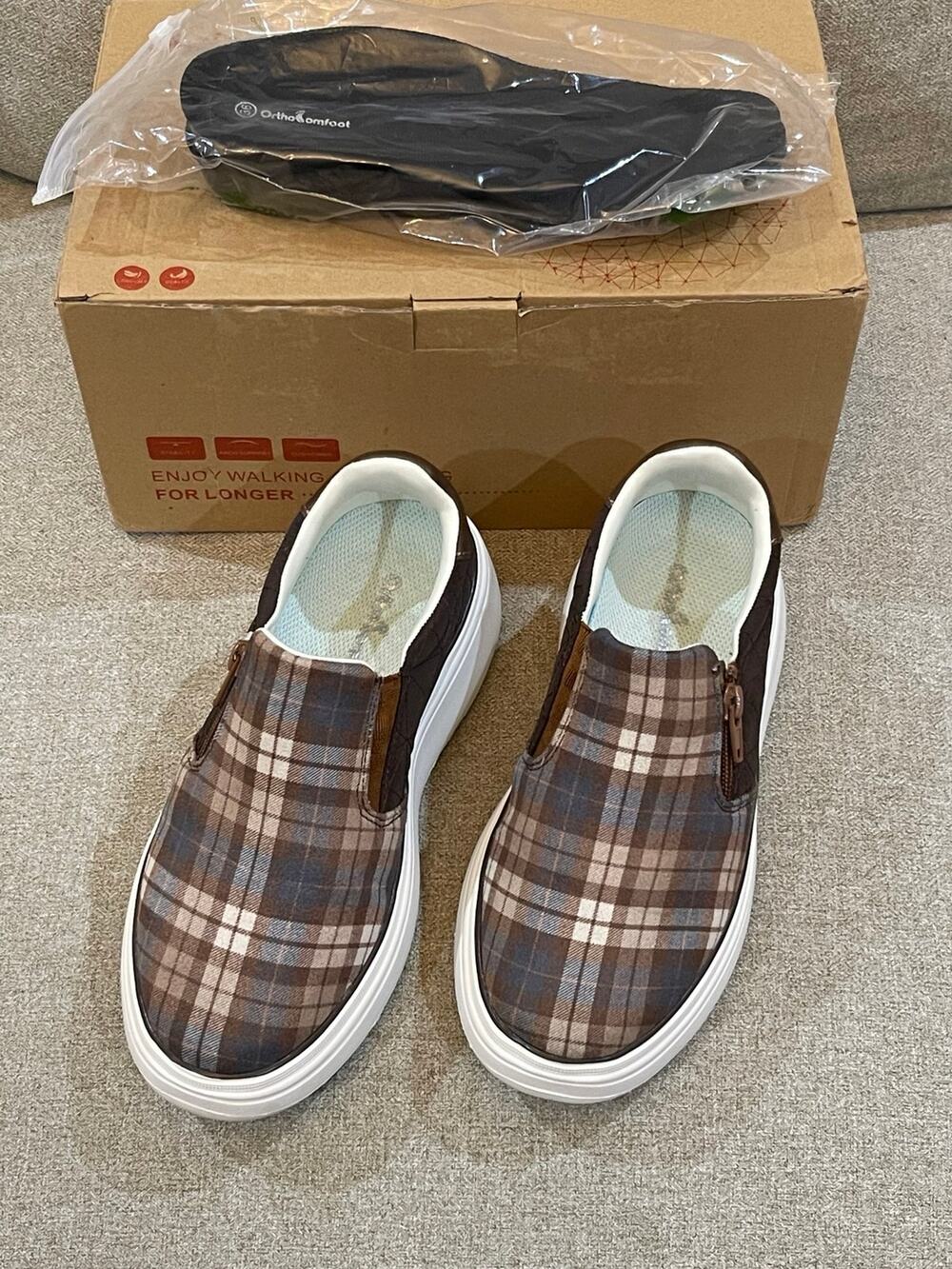 Orthocomfoot Women's Slip On Shoes with Arch Support  Platform Loafer 36